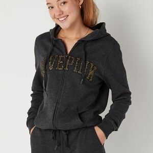 Pink Full-Zip hoodies sz-L .Dark Grey color